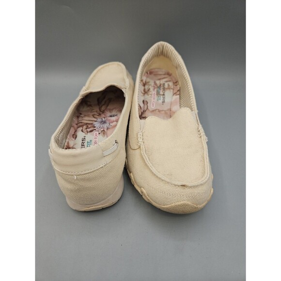 Sketchers Canvas 8.5 Beige Slip-on Relaxed Fit Memory Foam Bikers Pedestrian - Picture 6 of 11